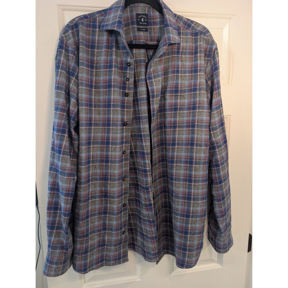 Johnnie-O Top Shelf Flannel Button Down Shirt Men's Large Blue Plaid